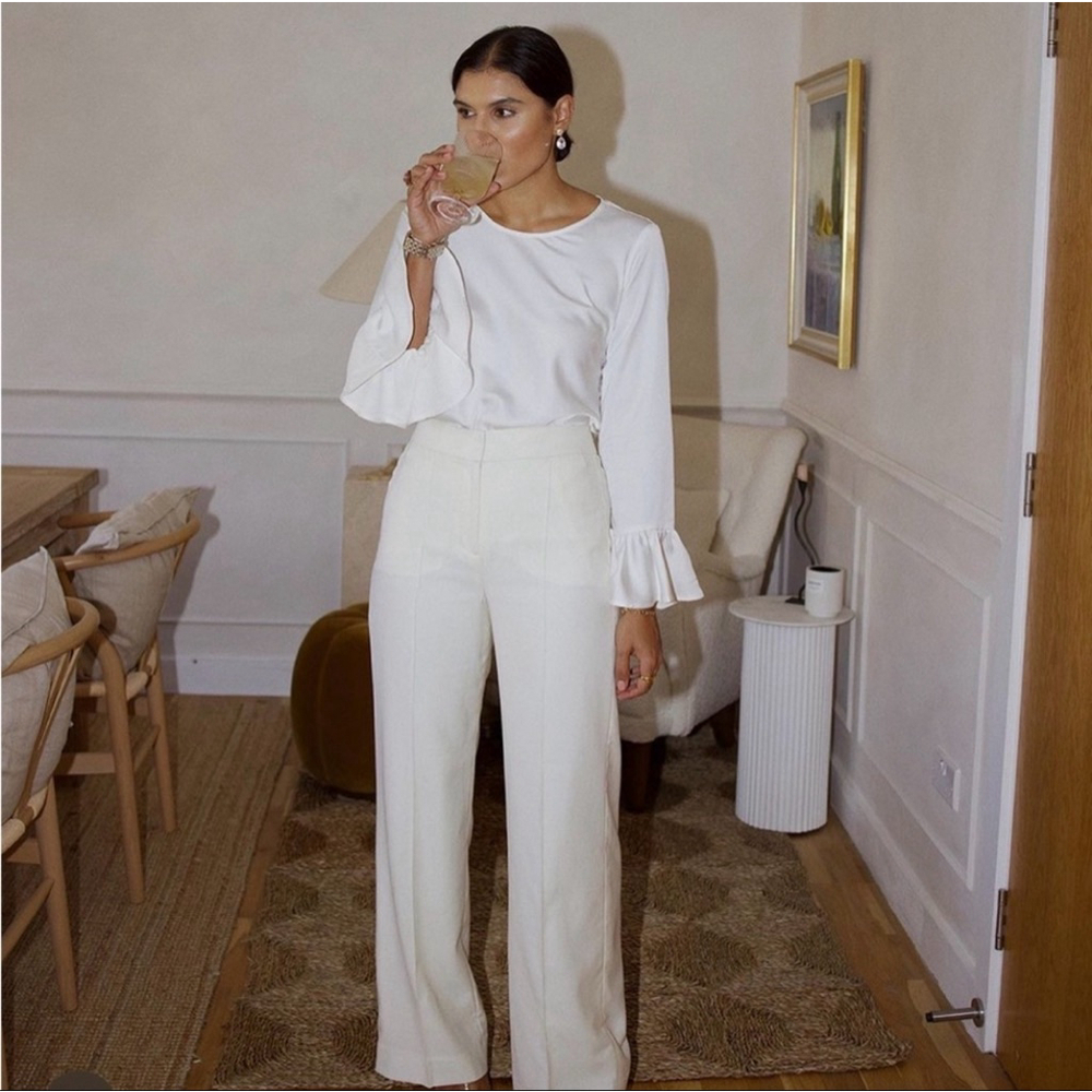 J.CREW Winter Garden Women’s Ivory Long Sleeve Ruffle Cuff Blouse S
